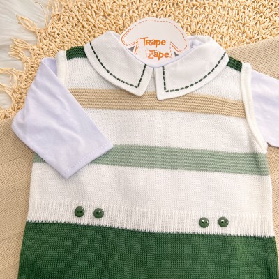 Saída de Maternidade Oliver - Verde Militar e Bege